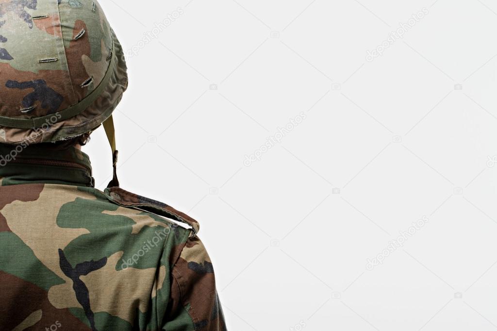 male soldier in helmet