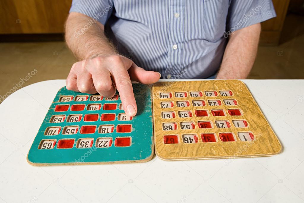 Senior man playing bingo