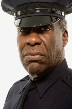 Portrait of a old police officer clipart