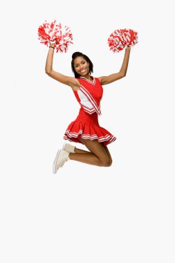 Cheerleader jumping and smiling clipart