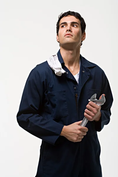 Caucasian mechanic with tool — Stock Photo, Image