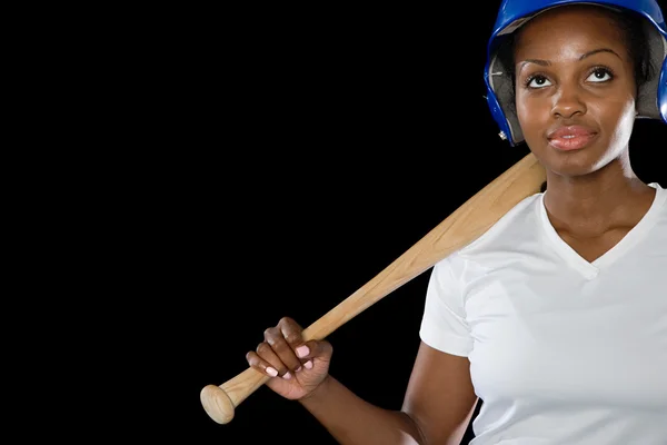 Female black baseball player — Stock Photo, Image