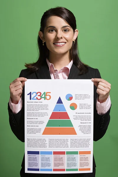 Mulher segurando um cartaz de alimentação saudável — Fotografia de Stock