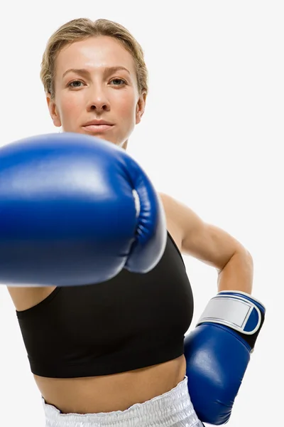 Vrouwelijke Kaukasische bokser poseren — Stockfoto