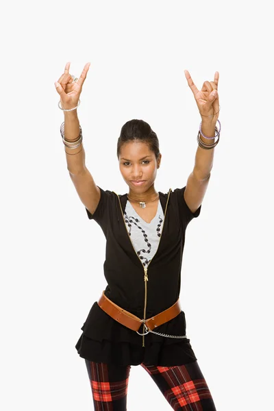 Punk girl showing sign — Stock Photo, Image