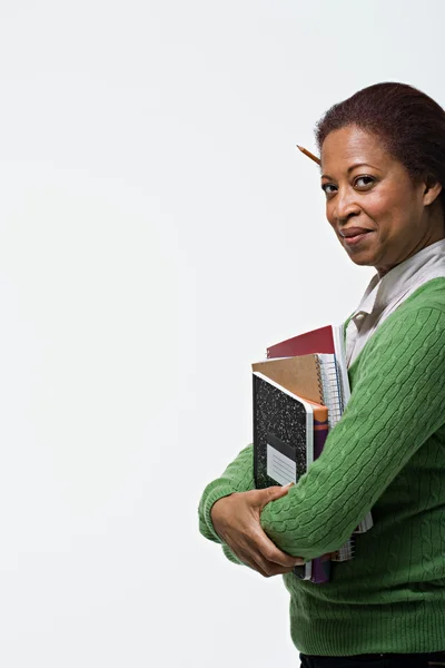 Portret van leraar houden boeken — Stockfoto