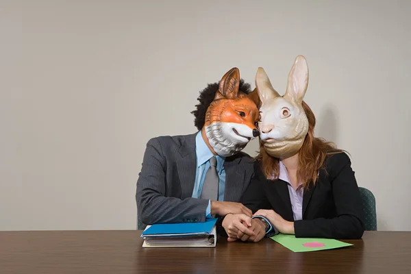 Colleagues wearing masks — Stock Photo, Image