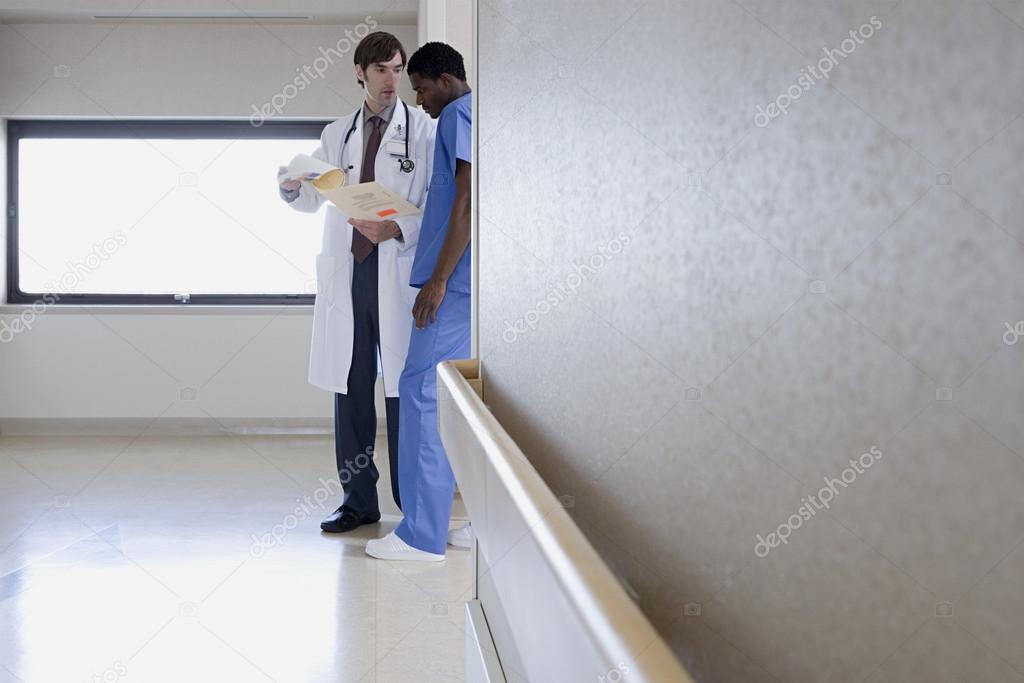 Hospital staff with paperwork