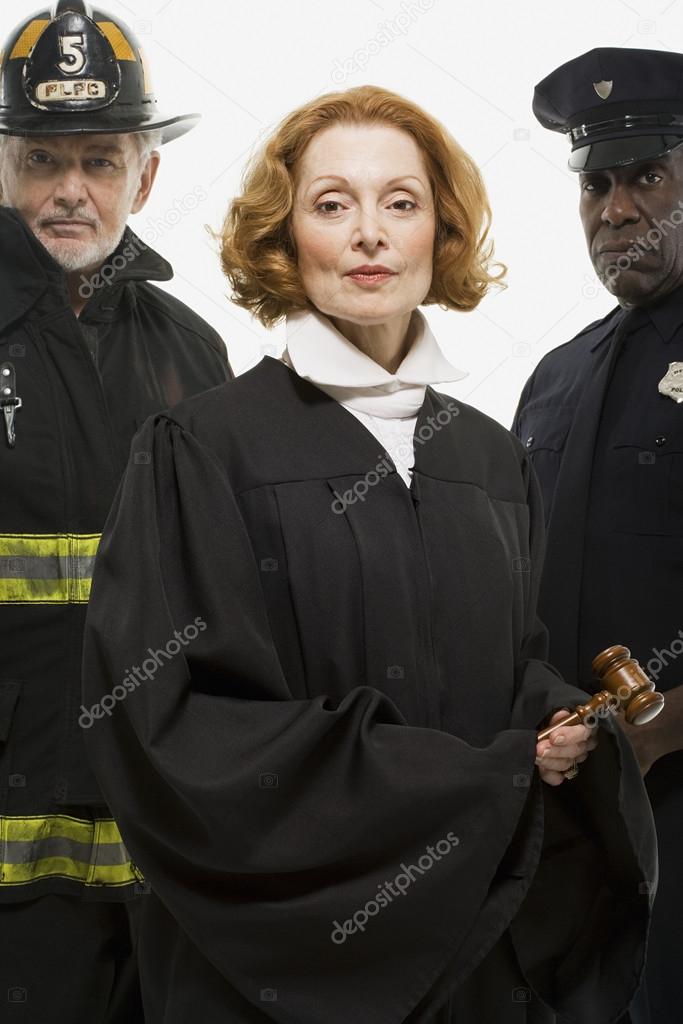 firefighter, judge and a police officer