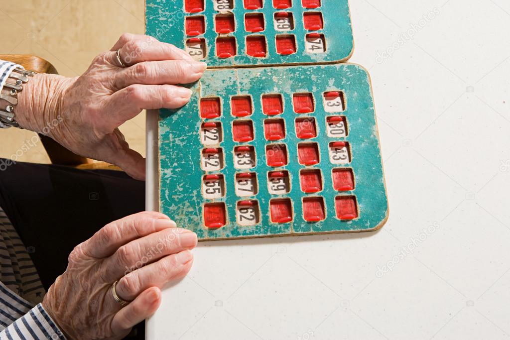 Senior woman playing bingo