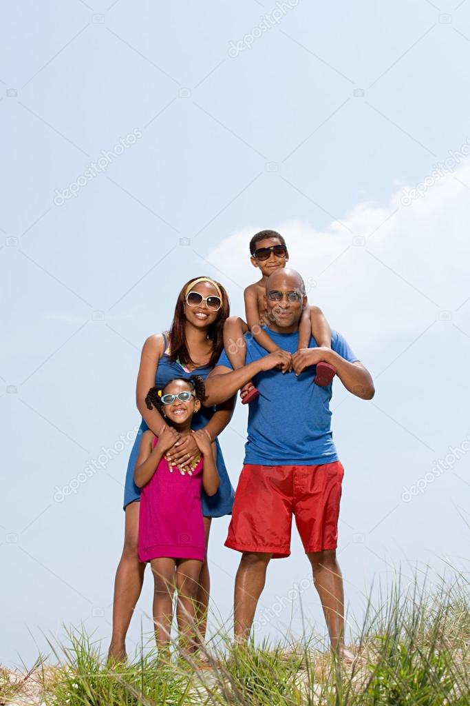 Portrait of a family on nature