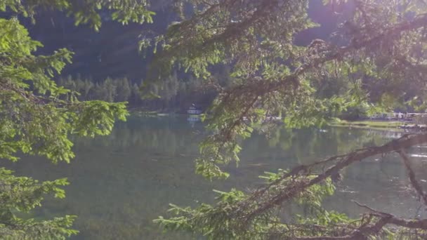 Toblacher See Dél Tirol Nyári Időszakban — Stock videók