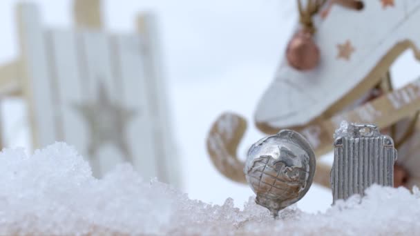 Kleine Wintersportuitrusting Achtergrond Vrije Ruimte Voor Een Tekst — Stockvideo