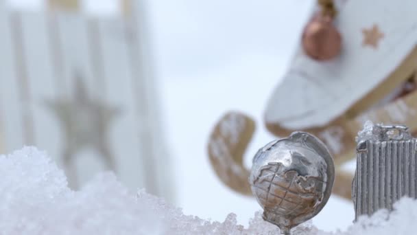 Kleine Wintersportuitrusting Achtergrond Vrije Ruimte Voor Een Tekst — Stockvideo