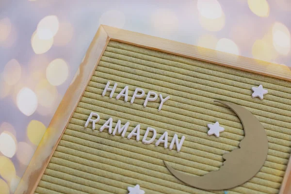 Happy Ramadan Happy Feast Звезды Луна Заднем Плане — стоковое фото