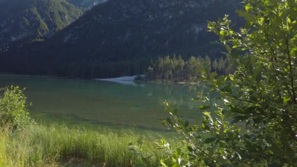 Toblacher See Dél Tirol Nyári Időszakban — Stock videók