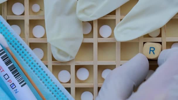 Abbreviation Pcr Composed Wooden Dices Closeup — Stock Video