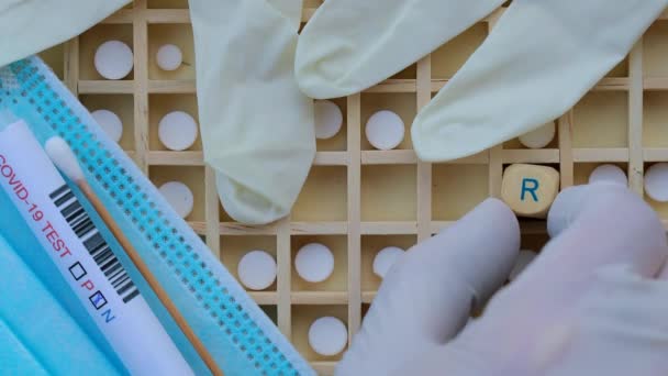 Abbreviation Pcr Composed Wooden Dices Closeup — Stock Video