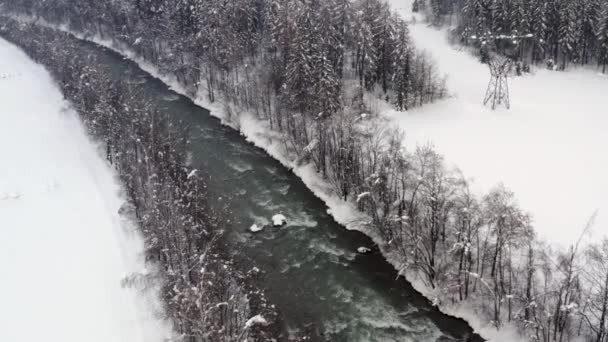 Vista Pájaro Sobre Río Drava Tirol Oriental — Vídeos de Stock