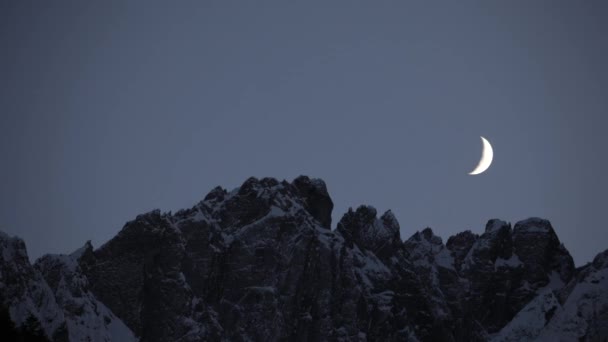 Moon Snowy Mountains Night Time Lapse — Stock Video