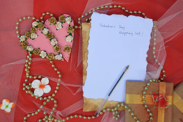 De dag van Valentijnskaarten boodschappenlijstje — Stockfoto