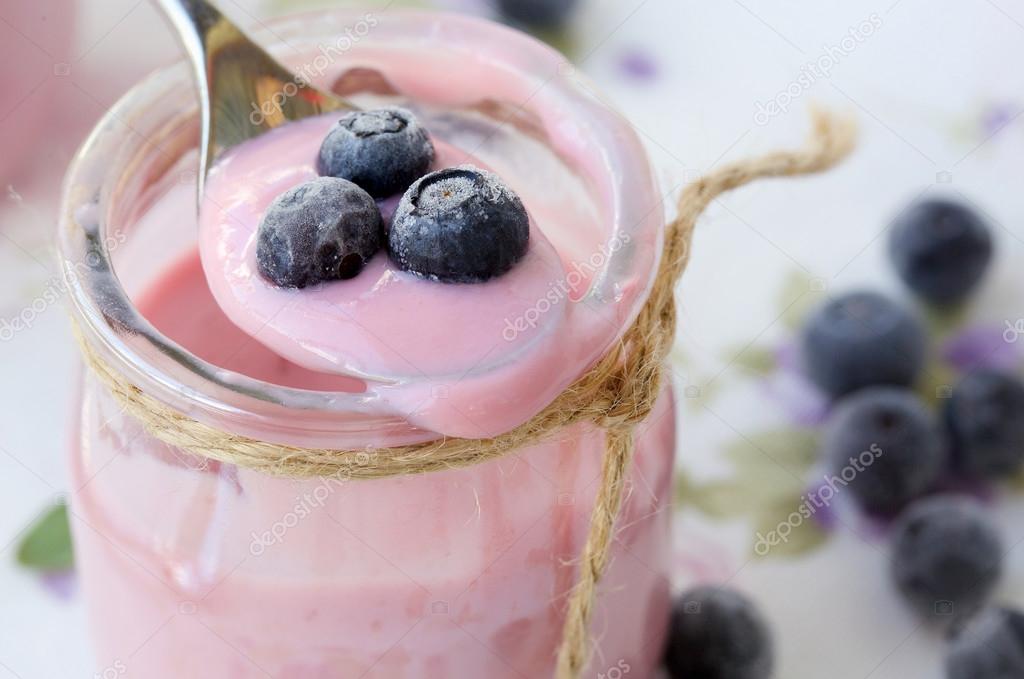 Homemade blueberry yogurt