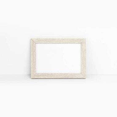 Beyaz duvarda minimalist fotoğraf çerçevesi modeli