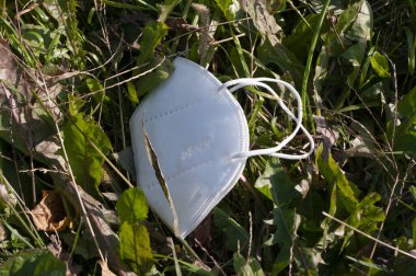 Ormandaki çimlerin üzerine koruyucu maske düşmesi doğayı kurtarır. çöp.