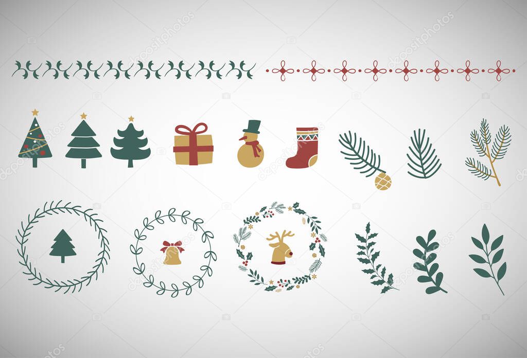 christmas background with trees and snowflakes