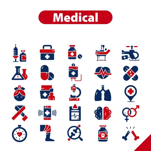 Medicine Health Symbols Minimal Thin Icon Set Simple Vector Illustration — Stock Vector