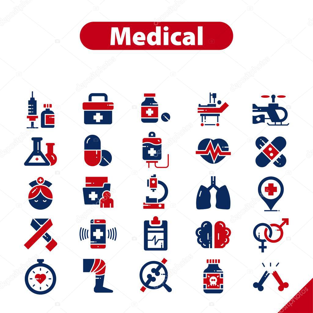 Medicine and Health symbols - minimal thin  icon set. Simple vector illustration.