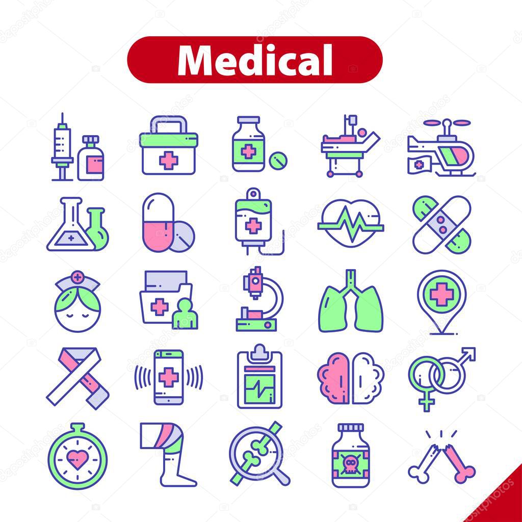 Medical Or Health icons set, hospital vector illustration