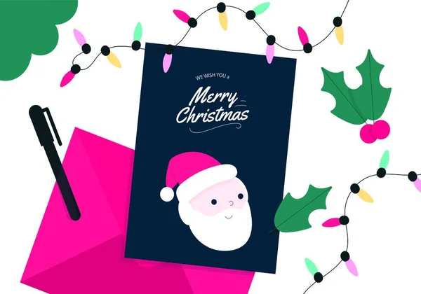 Navidad Año Nuevo Tipográfico Sobre Fondo Brillante Navidad Con Paisaje — Vector de stock