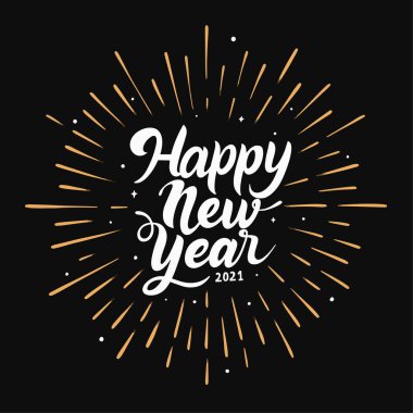 Mutlu yıllar 2021. Renkli bir arkaplana beyaz kağıt numarası asılıyor.