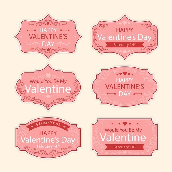 Valentijnsdag Badge Collectie Plat Ontwerp — Stockvector