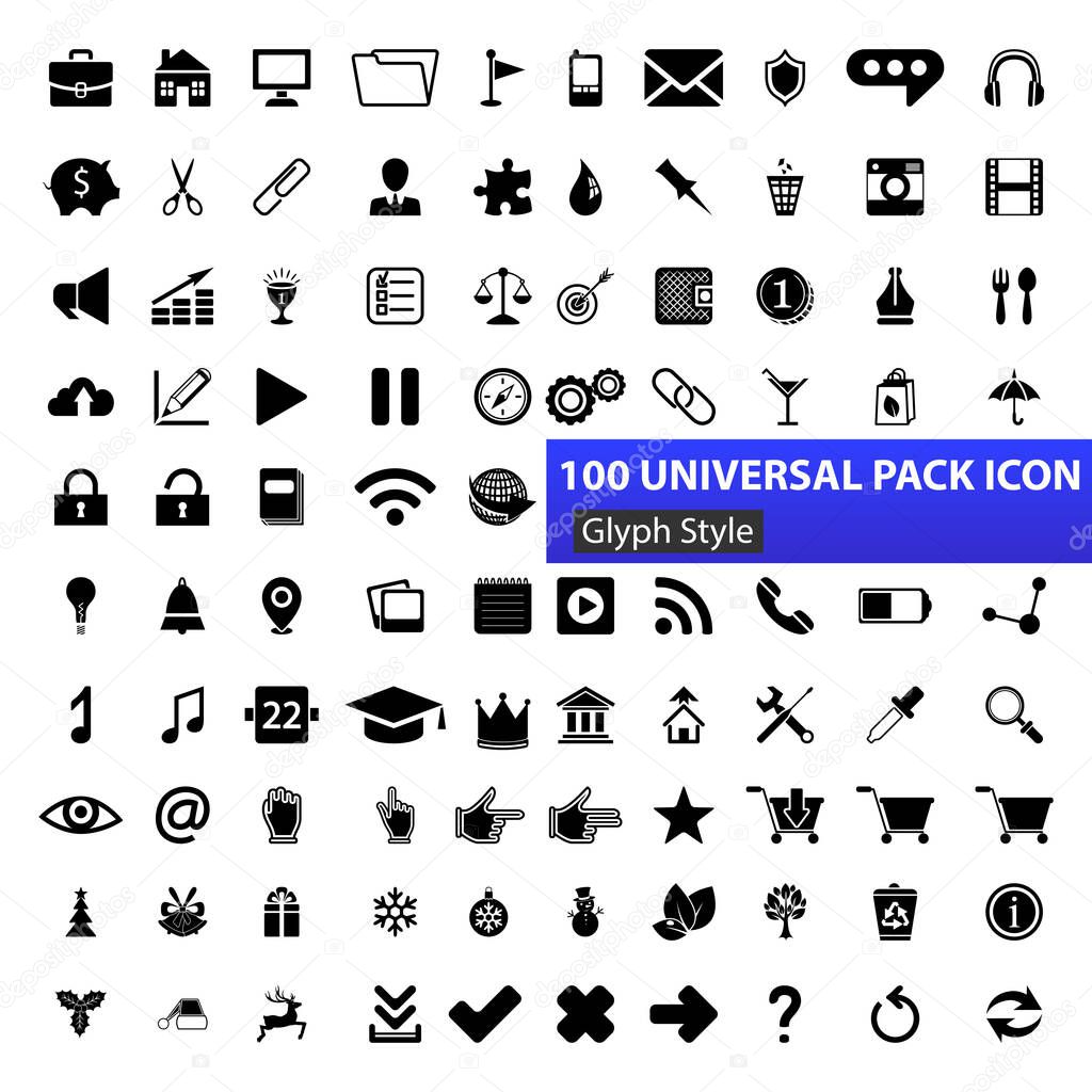100 universal icons set
