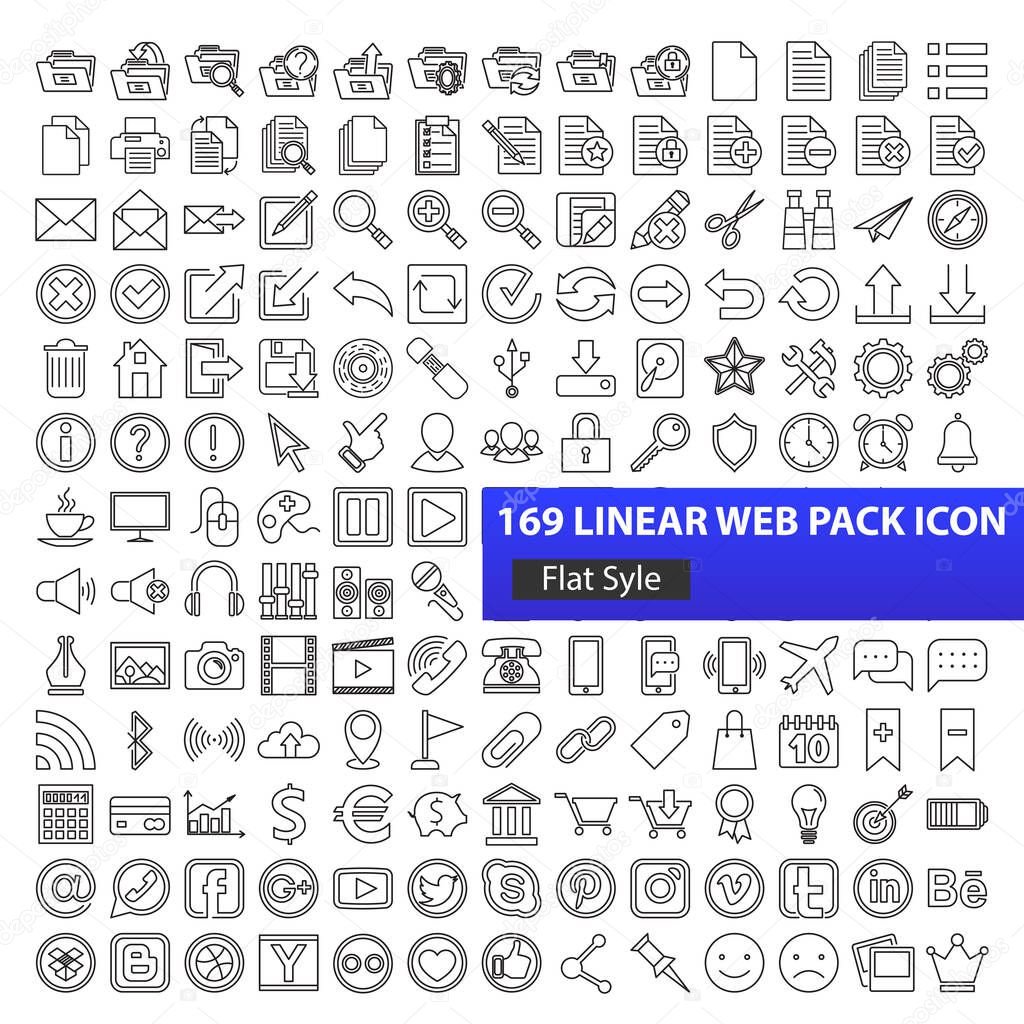 set linear web icons