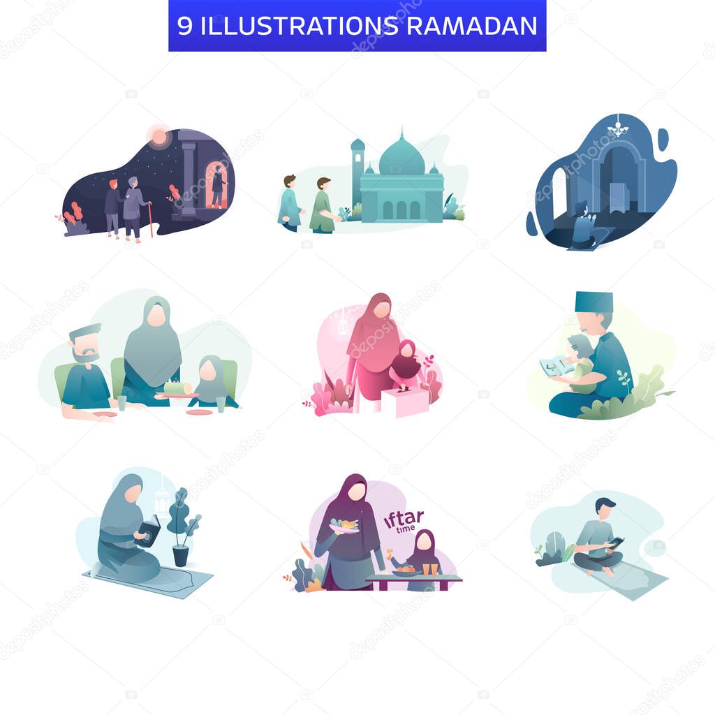Islamic religion icon set. Ramadan illustrations pack for your Design or other thing isolated on white background