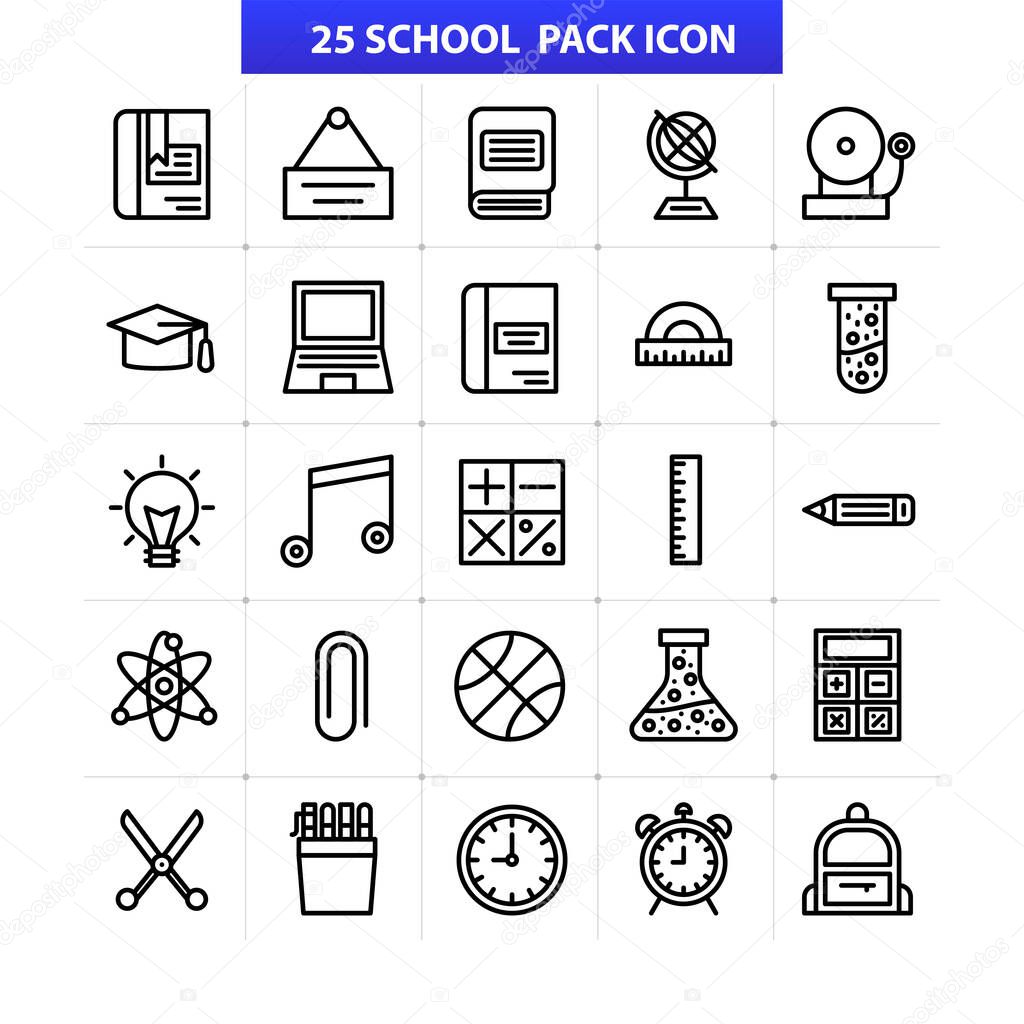25 school icon vector
