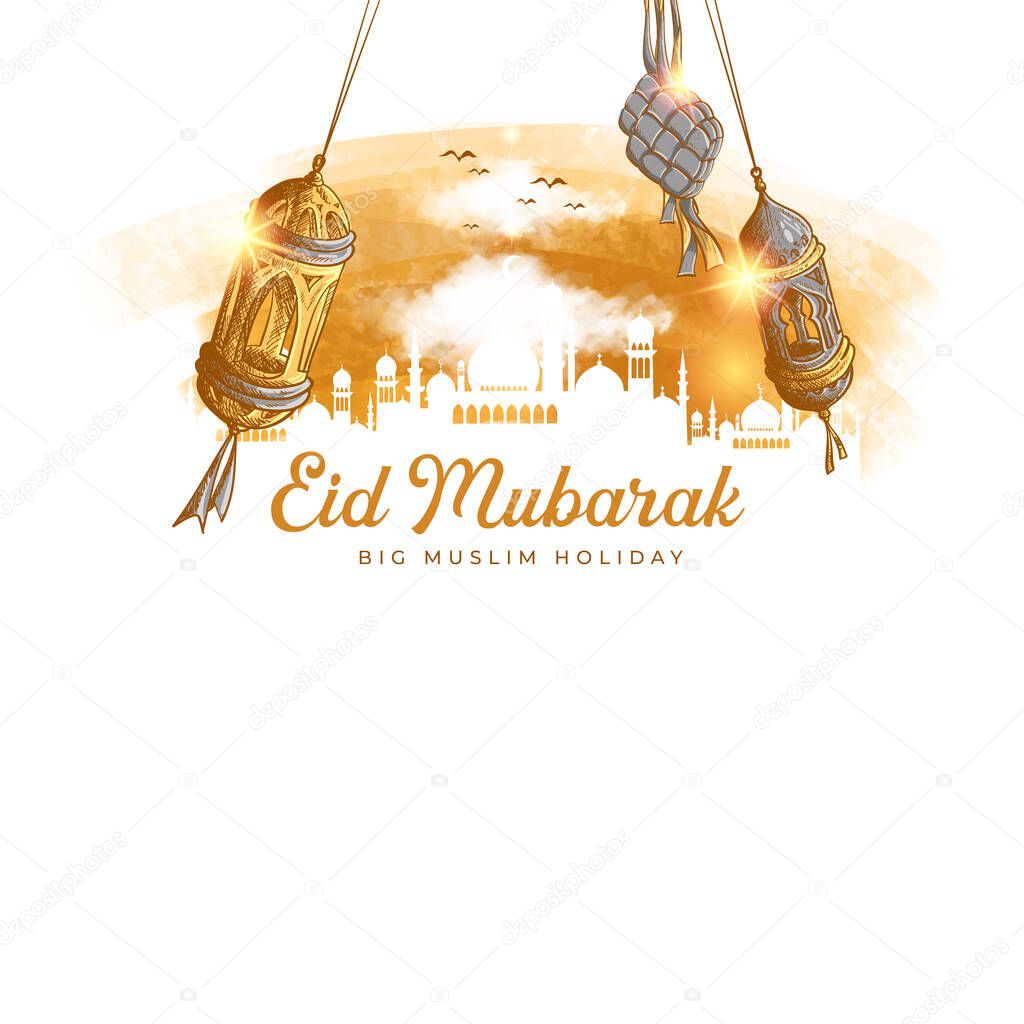 Happy eid mubarak islamic background design