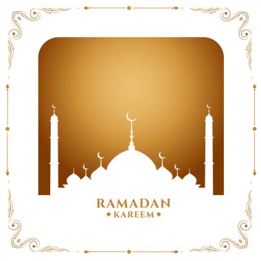 Cami, ay, yıldız ve fener tasviri Ramazan Kareem 'in arka planında sarı yeşil bir kağıt kesiği oluşturuyor. Pankart, sosyal medya kaynağı vs. için kullanılabilir