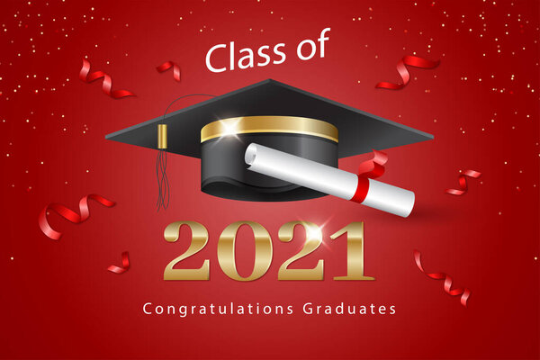 Vector text for graduation modern design, congratulation event, T-shirt, party, high school or college graduate. Lettering Class of 2021 for greeting, invitation card