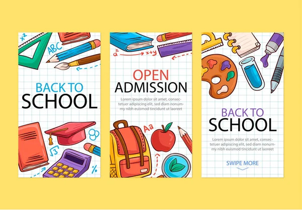 Back School Background Instagram Story — Stock Vector