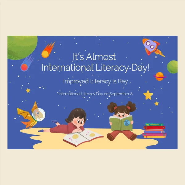 Día Internacional Alfabetización Con Libro — Archivo Imágenes Vectoriales