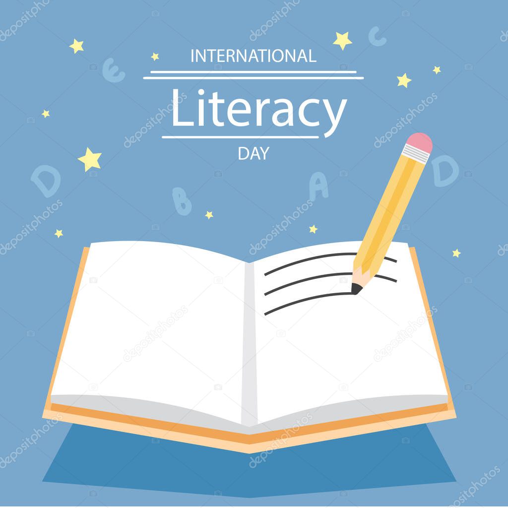 internasional literacy day with book