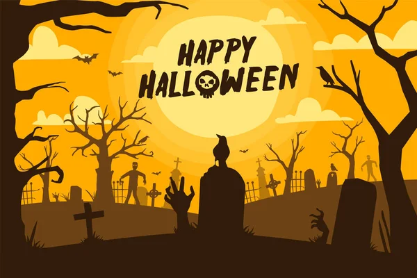 Halloween Sfondo Design Piatto — Vettoriale Stock