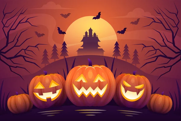 Halloween Vlakke Ontwerp Van Achtergrond — Stockvector