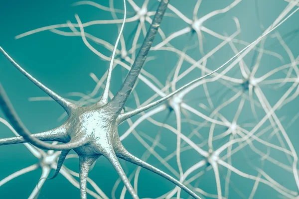 Neuronas en el cerebro, ilustración 3D de la red neuronal . — Foto de Stock