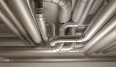 Pipes of HVAC system. 3D Illustration. clipart
