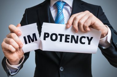 İktidarsızlık kavramı. Erkek Aphrodisiaka Word'un için iktidarsızlık kelime ile kağıt yırtılma.